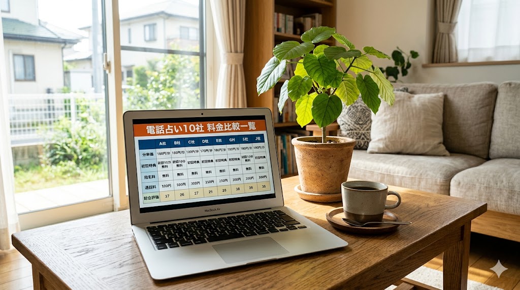 電話占い10社の料金比較表｜鑑定料金・通話料・初回特典を一覧で検証