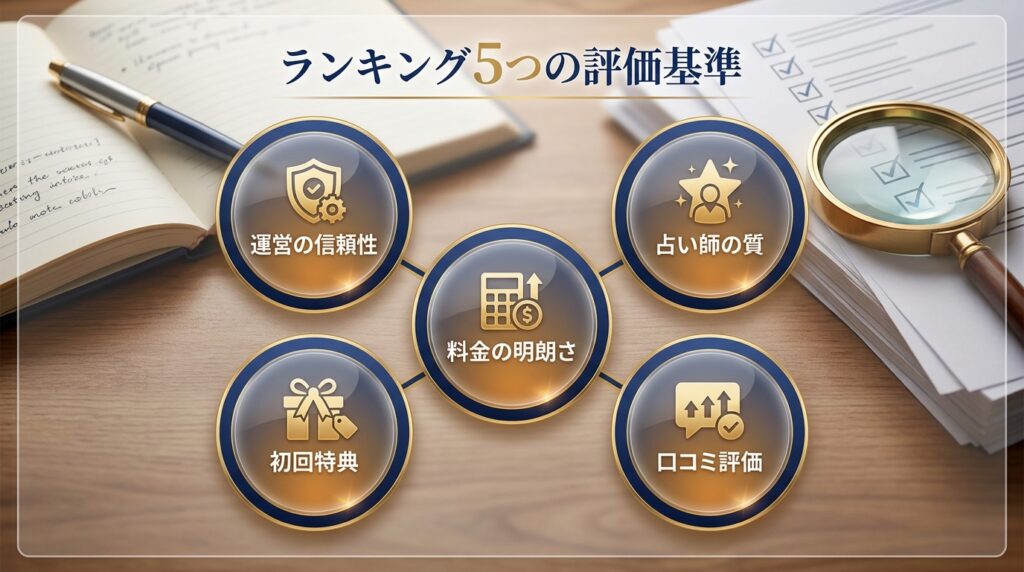 当サイトの電話占いランキング評価基準