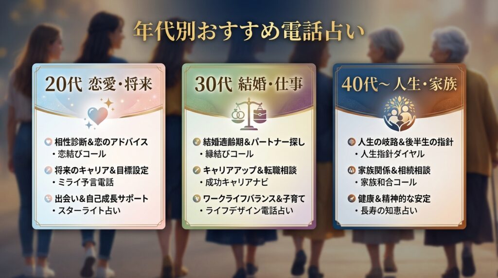 年代・ライフステージ別おすすめ電話占い