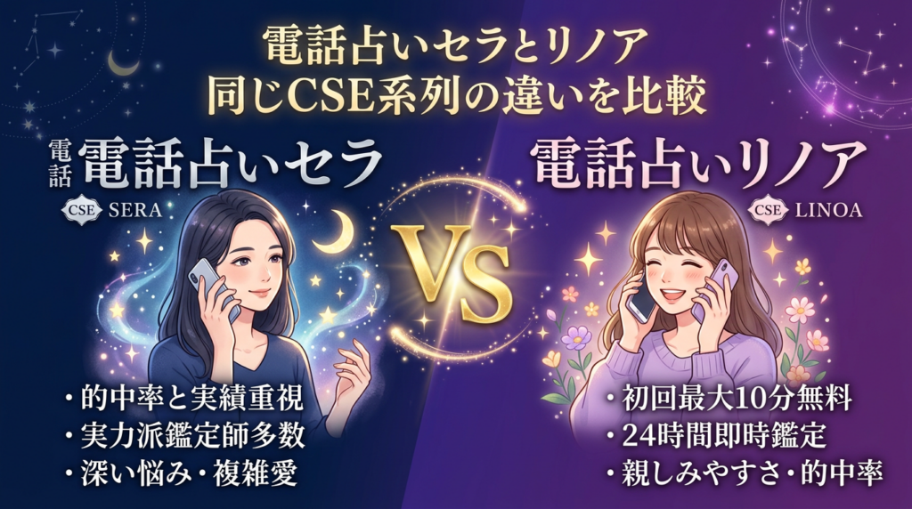 電話占いセラとリノアの比較｜同じCSE系列で料金・特典はどう違う？