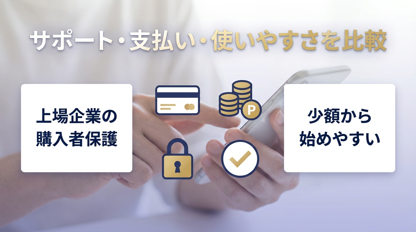 ココナラとデスティニーのサポート・支払い方法・使いやすさを比較