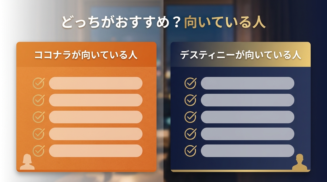 ココナラとデスティニーはどっちがおすすめ？向いている人
