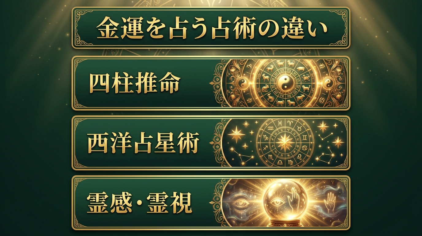 金運を占うのに強い占術|四柱推命・西洋占星術・霊感の違い