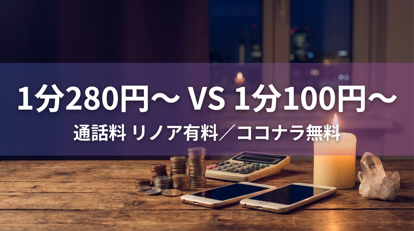 リノアとココナラの鑑定料金・通話料を比較