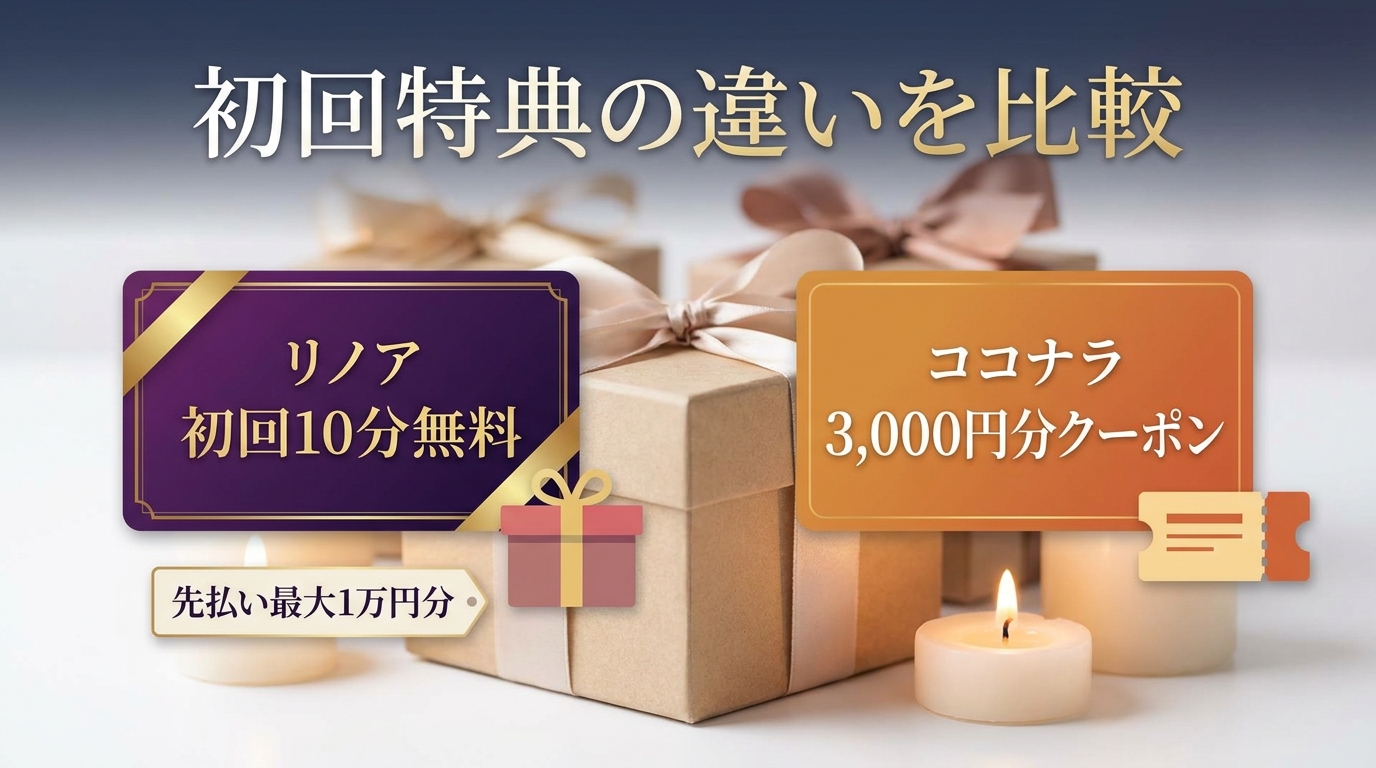 リノアとココナラの初回特典の違いを比較