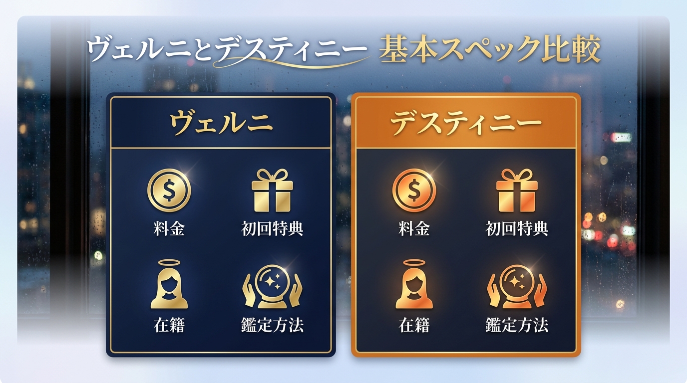 電話占いヴェルニとデスティニーの基本情報を比較