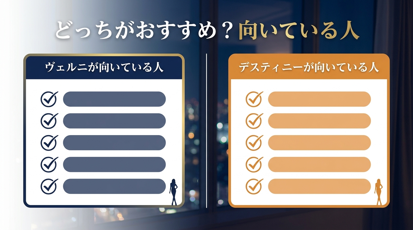 ヴェルニとデスティニーはどっちがおすすめ？向いている人